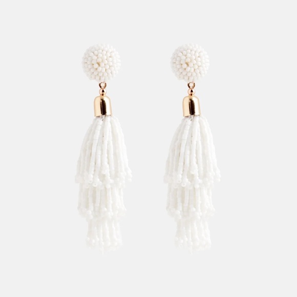 PANACEA White Beaded Tassel Earrings NIP - Picture 2 of 4